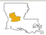 Louisiana map highlighting Central Louisiana service area